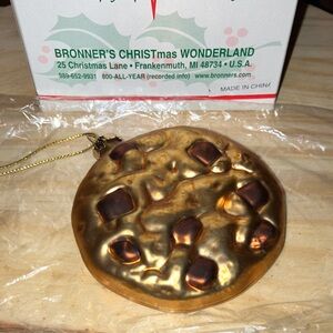 Hand Blown Glass Chocolate Chip Cookie Ornament Holiday Ornament New
